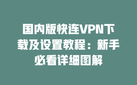 国内版快连VPN下载及设置教程:新手必看详细图解 二