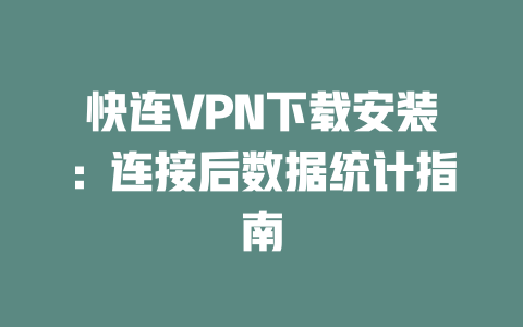 快连VPN下载安装:连接后数据统计指南 二