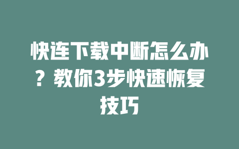 快连下载中断怎么办？教你3步快速恢复技巧 二
